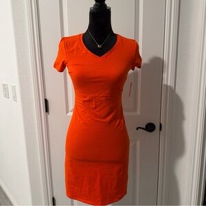 Old Navy Bright Orange V-Neck Dress